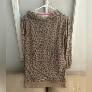 Epic Threads Kids Girl Animal Print Long Sleeves Hoodie Dress, Brown Combo XL